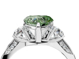 White gold Fancy Green Heart Cut Brilliant Three-Stone Diamond Ring with Pavé Band and Four-Prong Setting_43