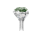 White gold Fancy Green Heart Cut Brilliant Three-Stone Diamond Ring with Pavé Band and Four-Prong Setting_44