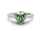 White gold Fancy Green Heart  Cut Cathedral Pave Diamond Engagement Ring with Six-Prong Setting_31