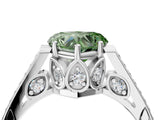 White gold Fancy Green Heart  Cut Cathedral Pave Diamond Engagement Ring with Six-Prong Setting_35