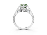 White gold Fancy Green Heart  Cut Cathedral Pave Diamond Engagement Ring with Six-Prong Setting_35
