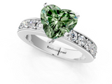 White gold Fancy Green Heart  Cut Channel Set Diamond Engagement Ring with Four-Prong Setting_1