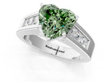 White gold Fancy Green Heart Cut Cut Channel Set Solitaire Ring with Four-Prong Setting_13