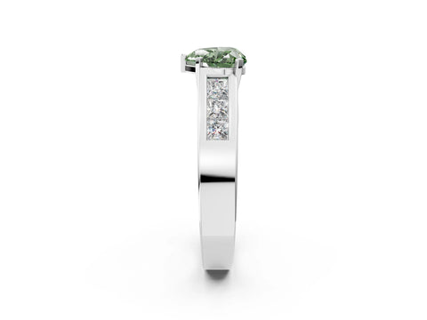 White gold Fancy Green Heart Cut Cut Channel Set Solitaire Ring with Four-Prong Setting_14