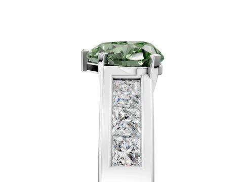 White gold Fancy Green Heart Cut Cut Channel Set Solitaire Ring with Four-Prong Setting_17