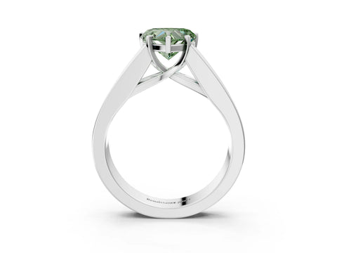 White gold Fancy Green Heart Cut Cut Channel Set Solitaire Ring with Four-Prong Setting_3