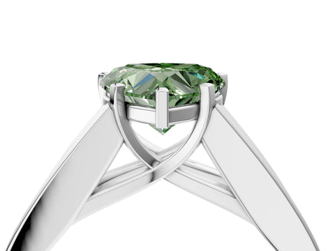 White gold Fancy Green Heart Cut Cut Channel Set Solitaire Ring with Four-Prong Setting_4