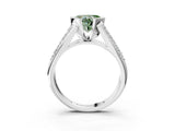 White gold Fancy Green Heart Cut Cut Diamond Channel Set Pave Band with Tension Prong Setting_3