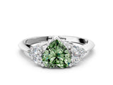 White gold Fancy Green Heart Cut Cut Diamond Cluster Ring with Solitaire Band and Four-Prong Setting_12