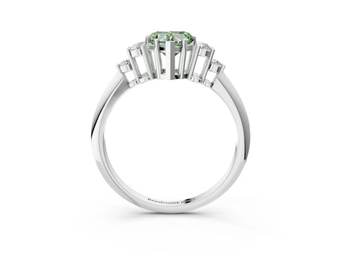 White gold Fancy Green Heart Cut Cut Diamond Cluster Ring with Solitaire Band and Four-Prong Setting_39