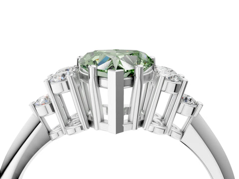 White gold Fancy Green Heart Cut Cut Diamond Cluster Ring with Solitaire Band and Four-Prong Setting_40