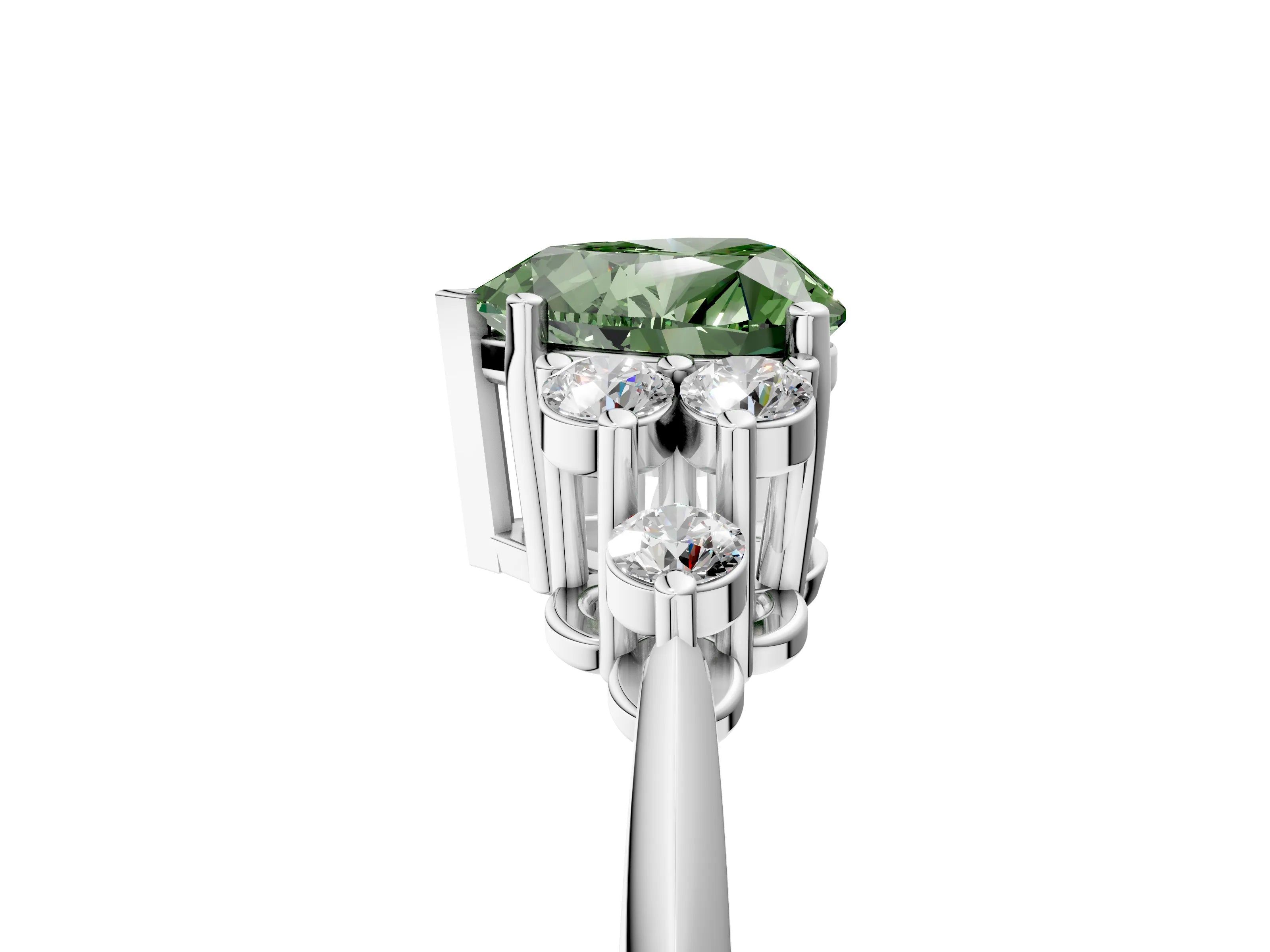 White gold Fancy Green Heart Cut Cut Diamond Cluster Ring with Solitaire Band and Four-Prong Setting_41
