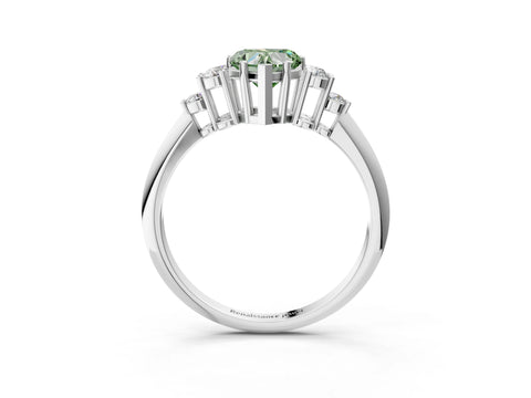 White gold Fancy Green Heart Cut Cut Diamond Cluster Ring with Solitaire Band and Four-Prong Setting_51