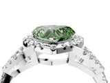 White gold Fancy Green Heart Cut Cut Diamond Halo Engagement Ring with Open Split Pavé Band_4