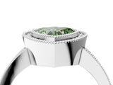 White gold Fancy Green Heart Cut-Cut Diamond Halo Engagement Ring with Pave Band and Prong Setting_4