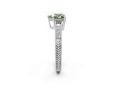 White gold Fancy Green Heart Cut Cut Diamond Milgrain Pave Band Four-Prong Setting Ring_5