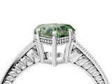 White gold Fancy Green Heart Cut Cut Diamond Milgrain Pave Band Four-Prong Setting Ring_7