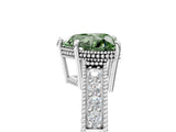 White gold Fancy Green Heart Cut Cut Diamond Milgrain Pave Band Four-Prong Setting Ring_8