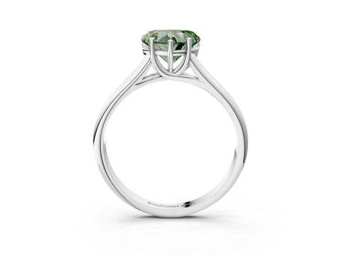 White gold Fancy Green Heart Cut Cut Diamond Solitaire Engagement Ring with Tapered Plain Band and Four-Prong Setting_15