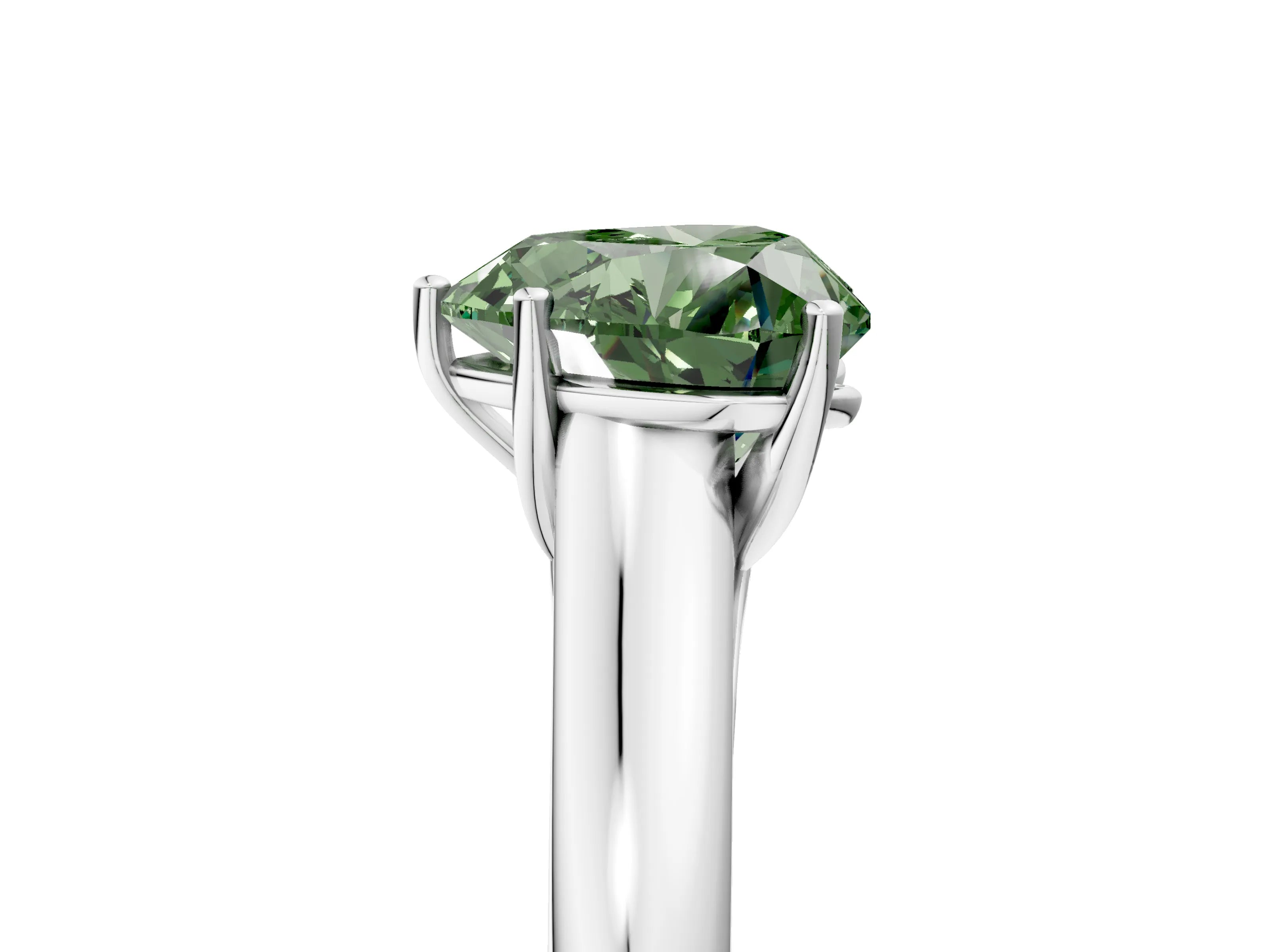 White gold Fancy Green Heart Cut Cut Diamond Solitaire Engagement Ring with Tapered Plain Band and Four-Prong Setting_17