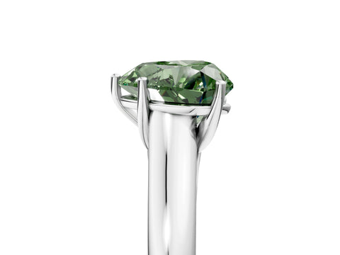 White gold Fancy Green Heart Cut Cut Diamond Solitaire Engagement Ring with Tapered Plain Band and Four-Prong Setting_17