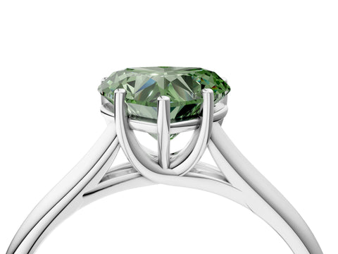 White gold Fancy Green Heart Cut Cut Diamond Solitaire Engagement Ring with Tapered Plain Band and Four-Prong Setting_4