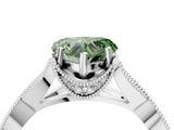 White gold Fancy Green Heart Cut Cut Diamond Twisted Band with Milgrain Pave Setting and Four-Prong Setting_22