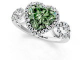White gold Fancy Green Heart Cut Cut Halo Diamond Infinity Band with Four-Prong Setting_1