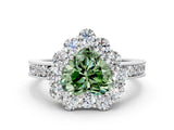 White gold Fancy Green Heart Cut Cut Halo Diamond Pavé Engagement Ring with Milgrain Detailing_12