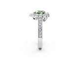White gold Fancy Green Heart Cut Cut Halo Diamond Pavé Engagement Ring with Milgrain Detailing_14