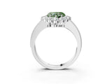 White gold Fancy Green Heart Cut Cut Halo Diamond Pavé Engagement Ring with Milgrain Detailing_15
