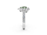 White gold Fancy Green Heart Cut Cut Halo Diamond Pavé Engagement Ring with Milgrain Detailing_50
