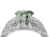 White gold Fancy Green Heart Cut Cut Milgrain Pave Diamond Engagement Ring with Four-Prong Setting_7
