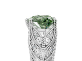 White gold Fancy Green Heart Cut Cut Milgrain Pave Diamond Engagement Ring with Four-Prong Setting_8