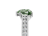 White gold Fancy Green Heart Cut Cut Pave Band Milgrain Solitaire Ring_11