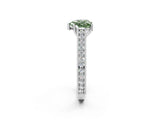 White gold Fancy Green Heart Cut Cut Pave Band Milgrain Solitaire Ring_2