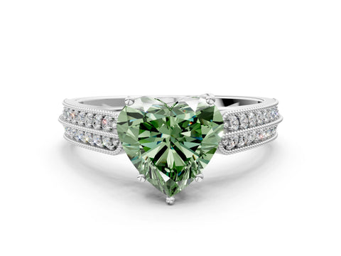 White gold Fancy Green Heart Cut Cut Pave Split Shank Engagement Ring with Four-Prong Setting_12
