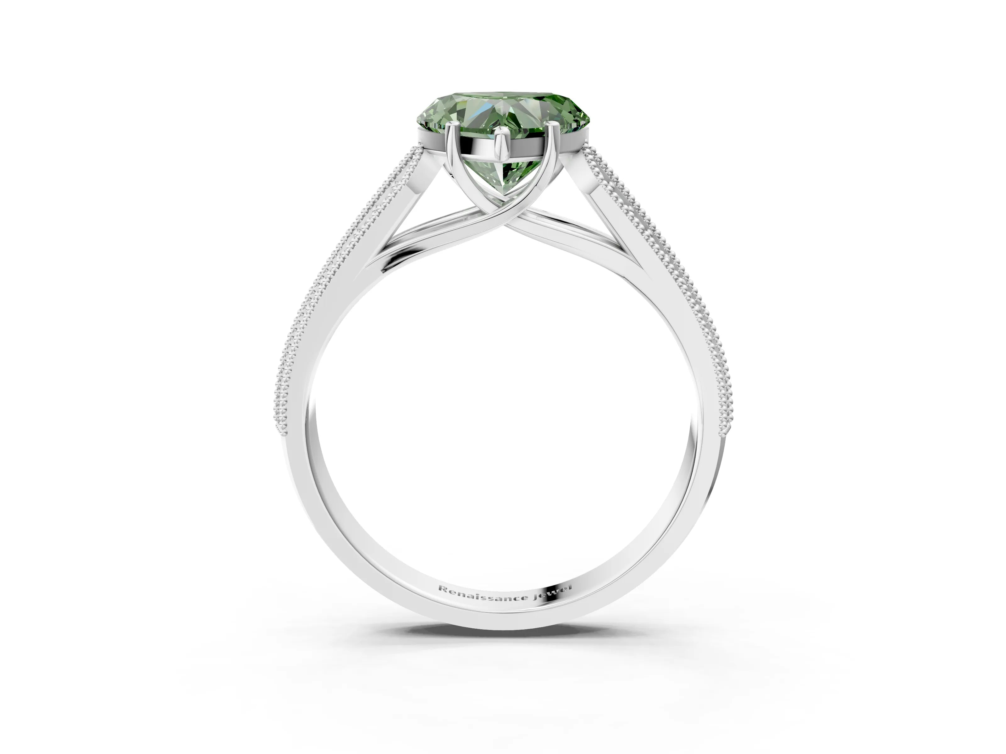 White gold Fancy Green Heart Cut Cut Pave Split Shank Engagement Ring with Four-Prong Setting_15
