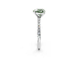 White gold Fancy Green Heart Cut Diamond Brilliant Solitaire Ring with Pavé Band and Four-Prong Setting_2