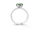 White gold Fancy Green Heart Cut Diamond Brilliant Solitaire Ring with Pavé Band and Four-Prong Setting_3