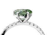 White gold Fancy Green Heart Cut Diamond Brilliant Solitaire Ring with Pavé Band and Four-Prong Setting_4