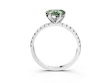 White gold Fancy Green Heart Cut Diamond Brilliant Solitaire Ring with Pavé Band and Four-Prong Setting_4