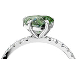 White gold Fancy Green Heart Cut Diamond Brilliant Solitaire Ring with Pavé Band and Four-Prong Setting_5