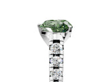 White gold Fancy Green Heart Cut Diamond Cathedral Solitaire Ring with Round  Pavé Band_80