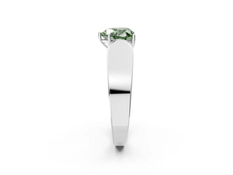 White gold Fancy Green Heart Cut Diamond Channel Set Solitaire Ring with Four-Prong Setting_15