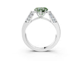White gold Fancy Green Heart Cut Diamond Channel Set Solitaire Ring with Four-Prong Setting_16