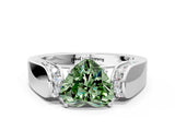 White gold Fancy Green Heart Cut Diamond Channel Set Solitaire Ring with Four-Prong Setting_31