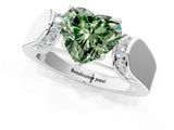 White gold Fancy Green Heart Cut Diamond Channel Set Solitaire Ring with Four-Prong Setting_32