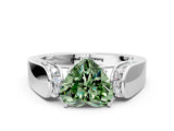 White gold Fancy Green Heart Cut Diamond Channel Set Solitaire Ring with Four-Prong Setting_37