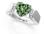 White gold Fancy Green Heart Cut Diamond Channel Set Solitaire Ring with Four-Prong Setting_38